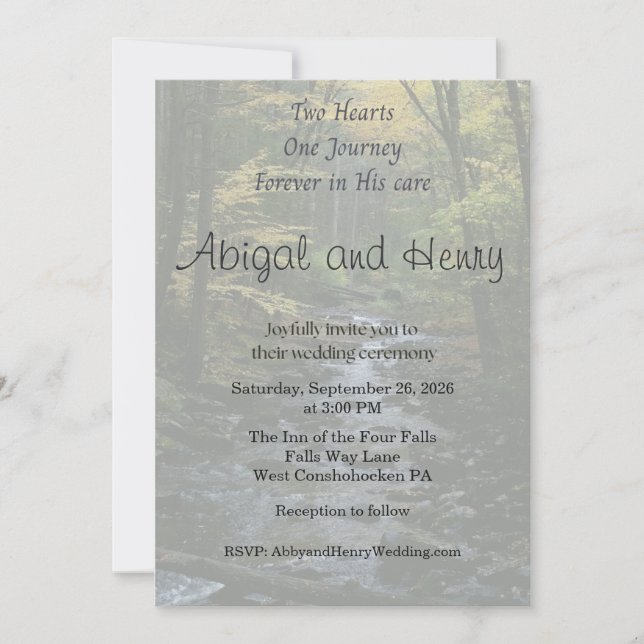 In His Care Forest Photo Wedding Invitation (Devant)