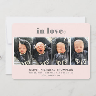 In Love Blush Simple Faire-part de naissance moder