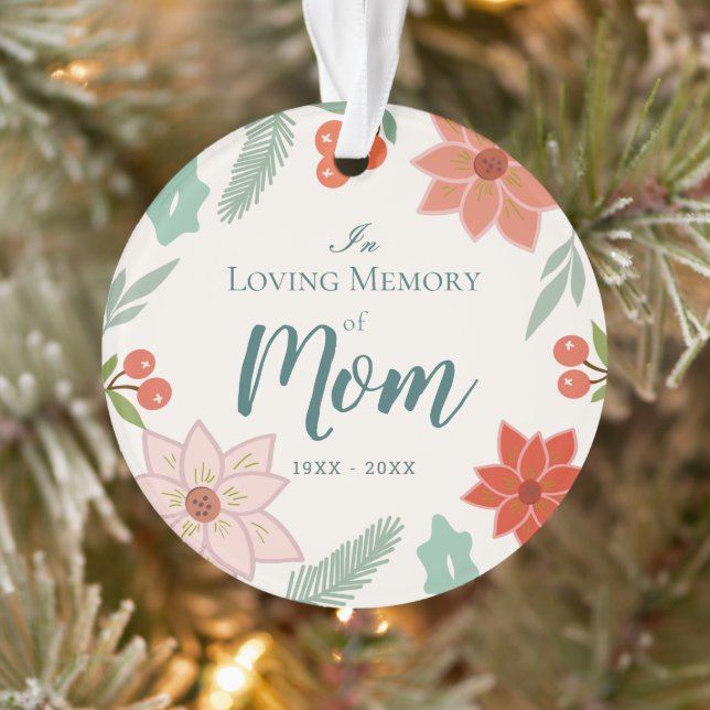 In Love Memory Mom Holiday Floral Cream Photo (Arbre)