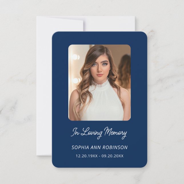 In Love Memory Photo Funeral Blue Prayer Card (Devant)