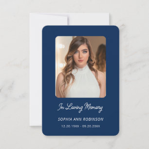 In Love Memory Photo Funeral Blue Prayer Card