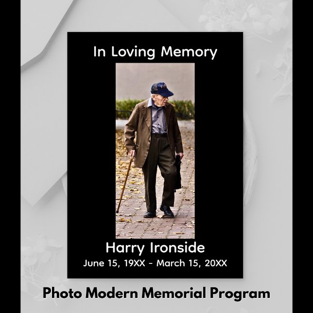In Love Memory Photo MODERN Memorial Programme (Photo MODERN Memorial Program)