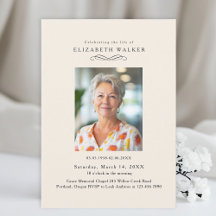 In Loving Memory Beige Photo Funeral Invitation