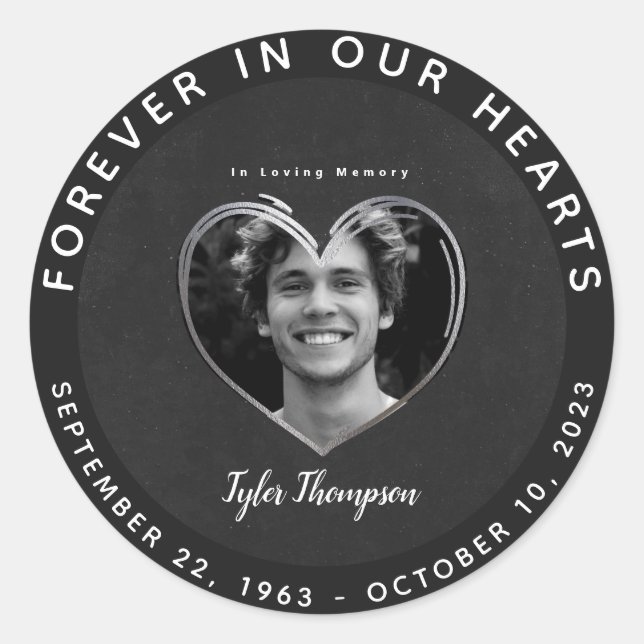 In Loving Memory Photo Classic Round Sticker (Devant)