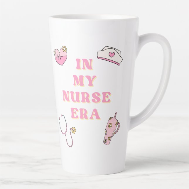 In My Nurse Era Pink Cute Retro Coffee Latte Mug (Droite)