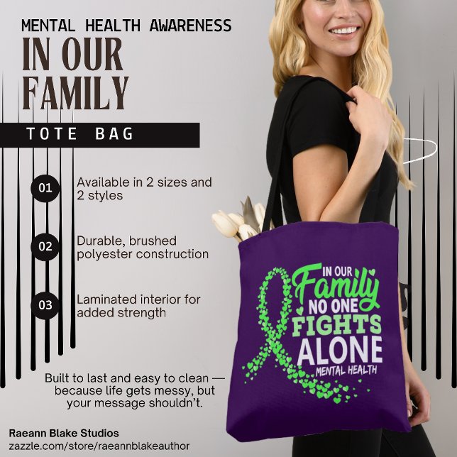 "In Our Family" Mental Health Awareness Tote Bag (Créateur téléchargé)