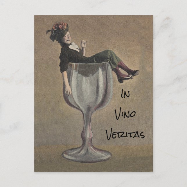 In vino veritas - en vin, carte postale mignonne (Devant)