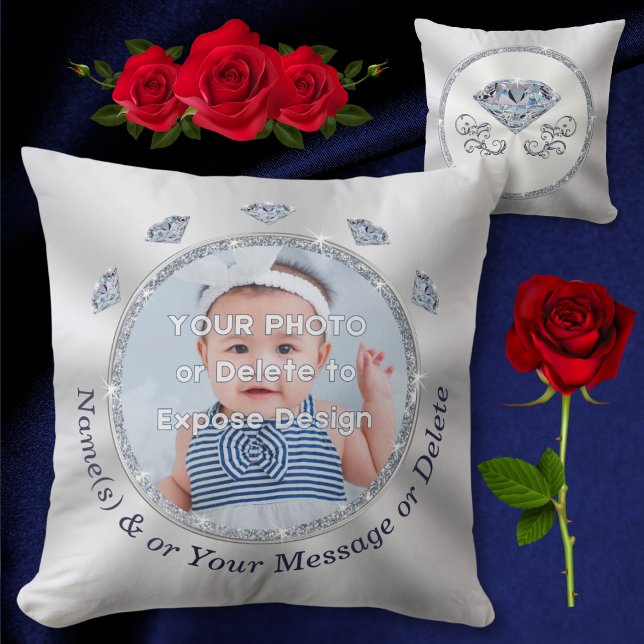 Incroyable, Diamant, Coussin personnalisé avec pho (10 year wedding anniversary gifs for her. Choose the COTTON for 2 year anniversary gift for wife.)