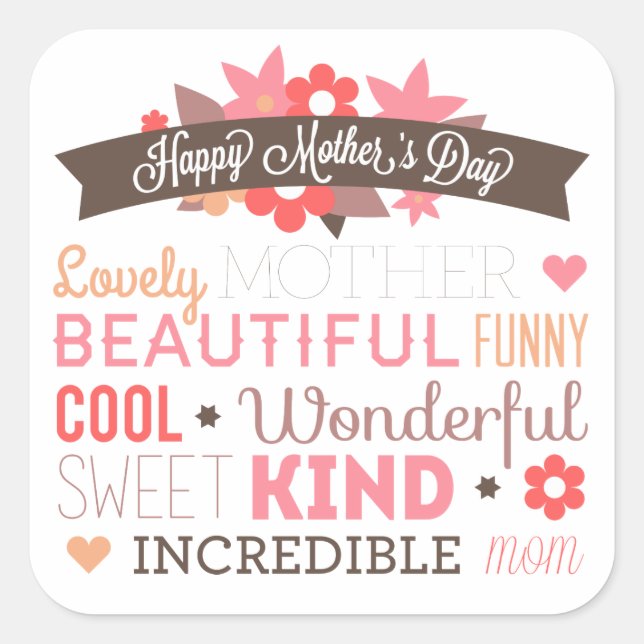 Incroyable maman Happy Mère's Day Sticker Seal (Devant)