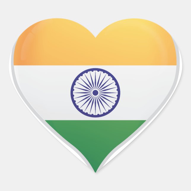 Inde amour drapeau orgueil autocollant coeur (Devant)