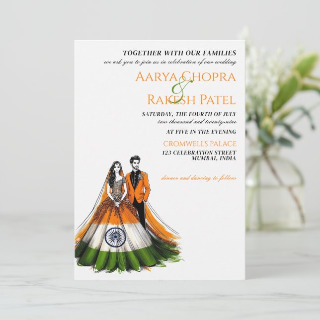 Inde Faire-part de mariage à deux (Debout devant)
