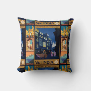 Inde Travel Poster collage lancer oreiller