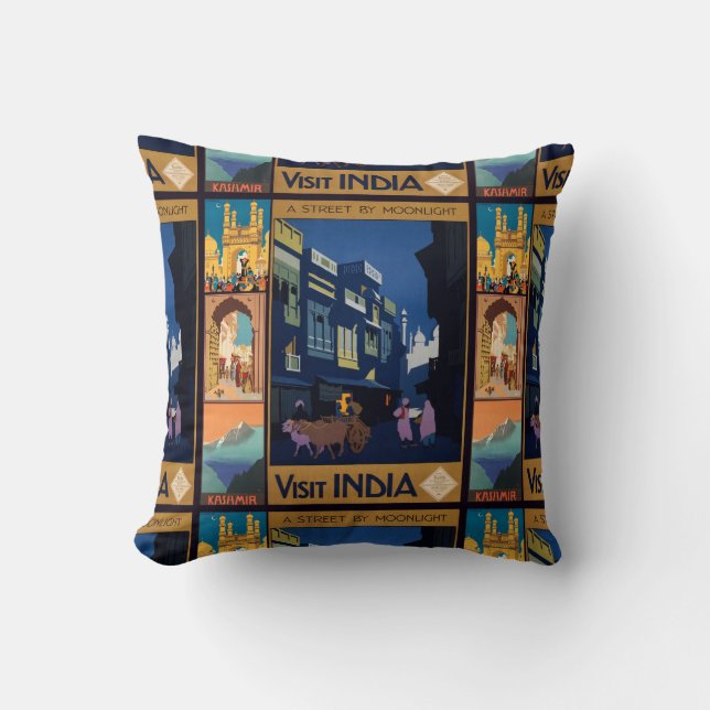Inde Travel Poster collage lancer oreiller (Recto)