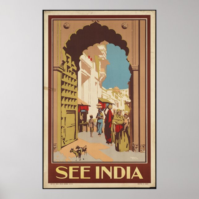 Inde Vintage voyage Poster et Imprimés rétros (Devant)