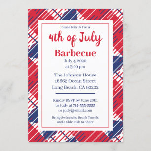 Indépendance BBQ couleurs patriotiques Invitation