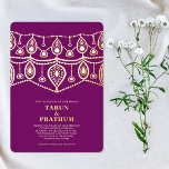 Indian Bridal Jewels Real Gold Foil Invitation<br><div class="desc">Indian Bridal Jewels real gold foil invitation features an original illustration by Shelley Winters Design inspired by the wedding jewelry worn by Indian brides. The necklace, groom's name, bride's name and the ampersand are all detailed in gold foil. The background color can be changed by clicking "personalize" then "customize further"...</div>