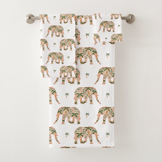 Indian Floral Paisley Ornate Elephants (En situation)