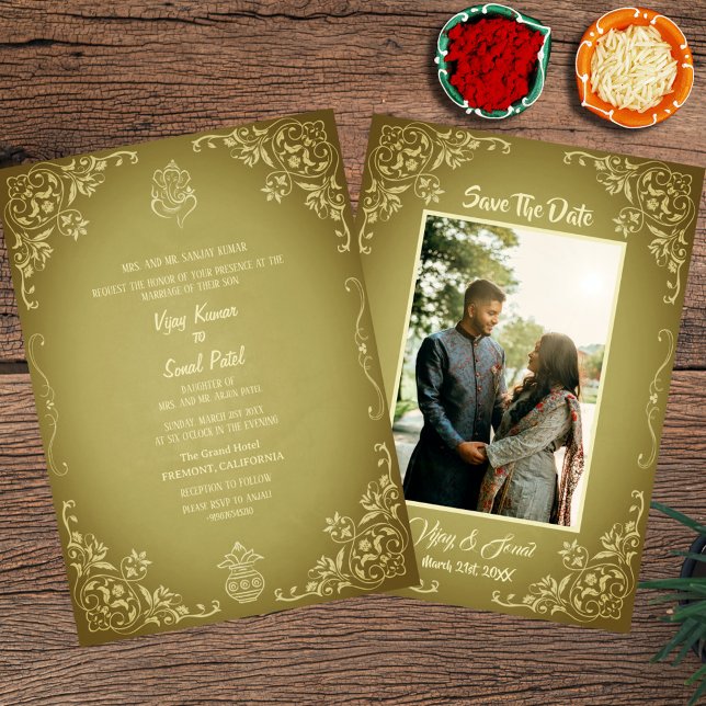 Indian Hindu Wedding Invitation with Custom Image (Créateur téléchargé)