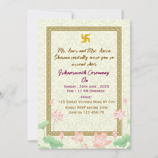 Indian Housewarming Invitations  (Devant)