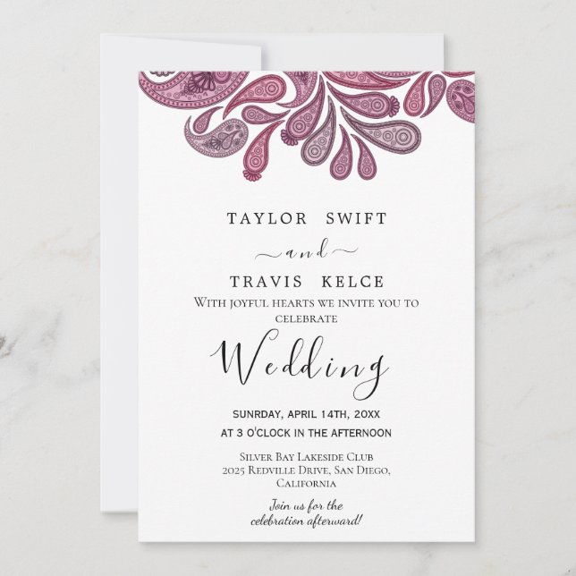 Indian Paisley Gold Faire-part de mariage (Devant)