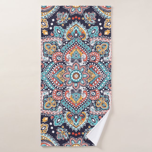Indian Paisley : Motif ethnique mandala (Serviette de bain)