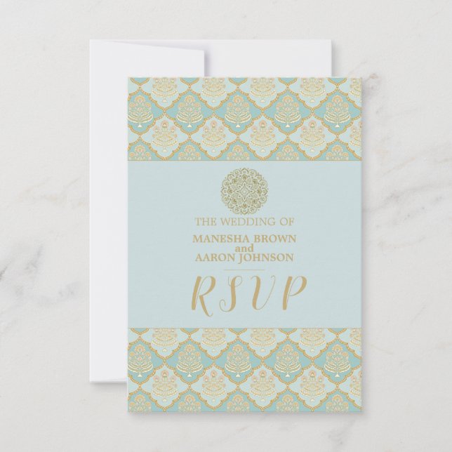 INDIAN TURQUOISE - Carte RSVP de mariage (Devant)