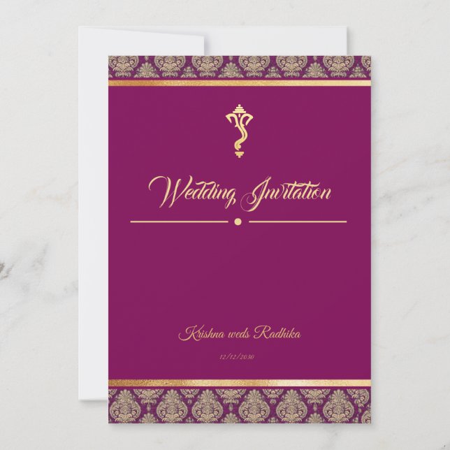 Indian wedding ethnic luxury Hindu invitation (Dos)