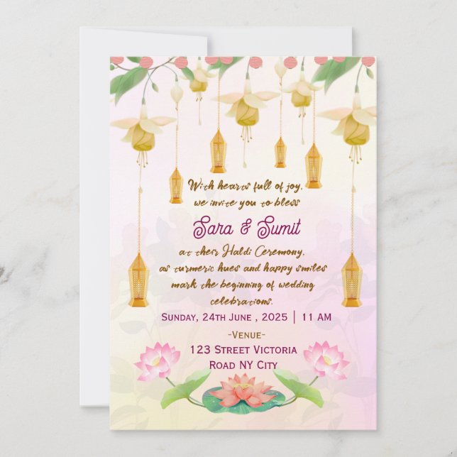Indian Wedding Haldi Ceremony Invitations  (Devant)
