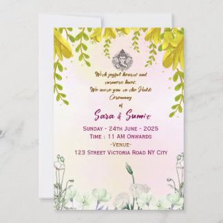Indian Wedding Haldi Ceremony Invitations 