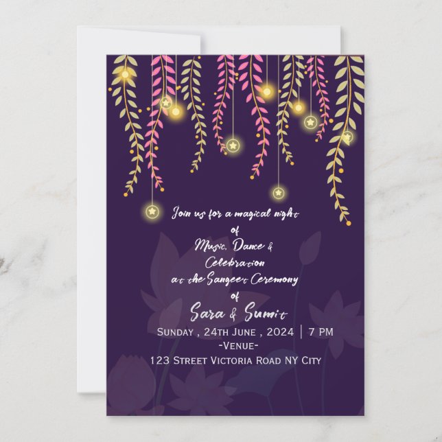 Indian Wedding Sangeet Night Ceremony Invitations  (Devant)
