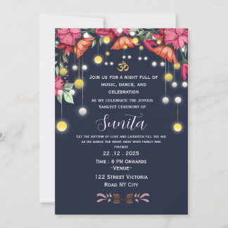 Indian Wedding Sangeet Night Invitation 