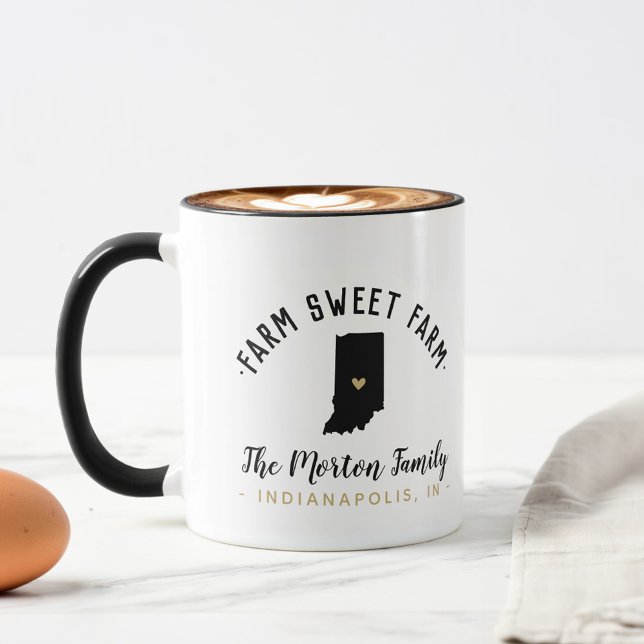 Indiana Farm Sweet Farm Famille Monogramme Mug (Créateur téléchargé)