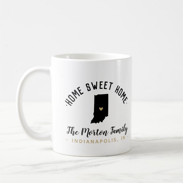 Indiana Home Sweet Home Famille Monogramme Mug (Gauche)