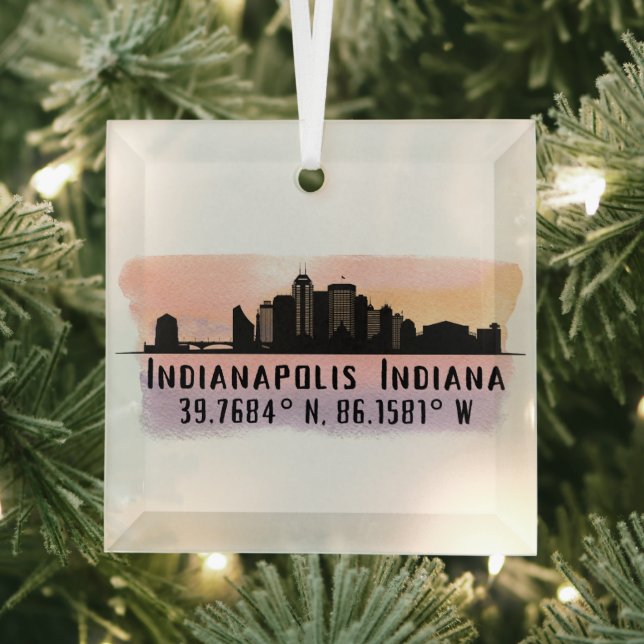 Indianapolis IN City Skyline Ornement en verre (Insitu)