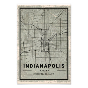 Indianapolis indiana map print poster canvas