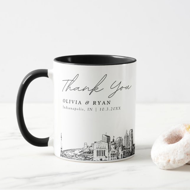 Indianapolis Mariage Minimal Custom Coffee Mug (Avec donut)