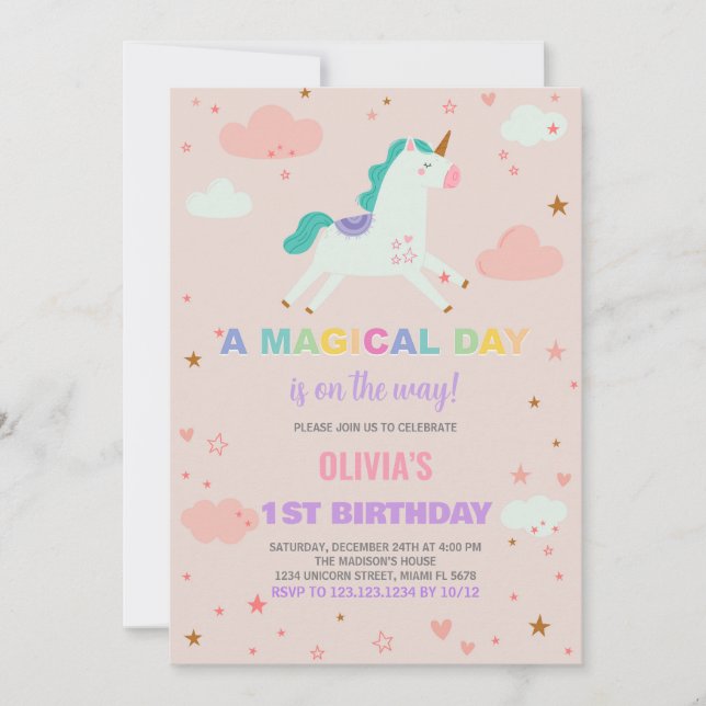 Indicateurs Unicorn Invitations d'anniversaire (Devant)