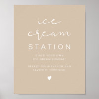 INDIE Boho Beige Modern Ice Cream Station Poster