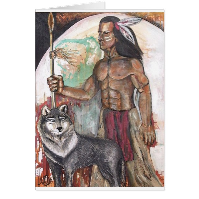 Indien d'Amerique et loup indigènes (Devant)