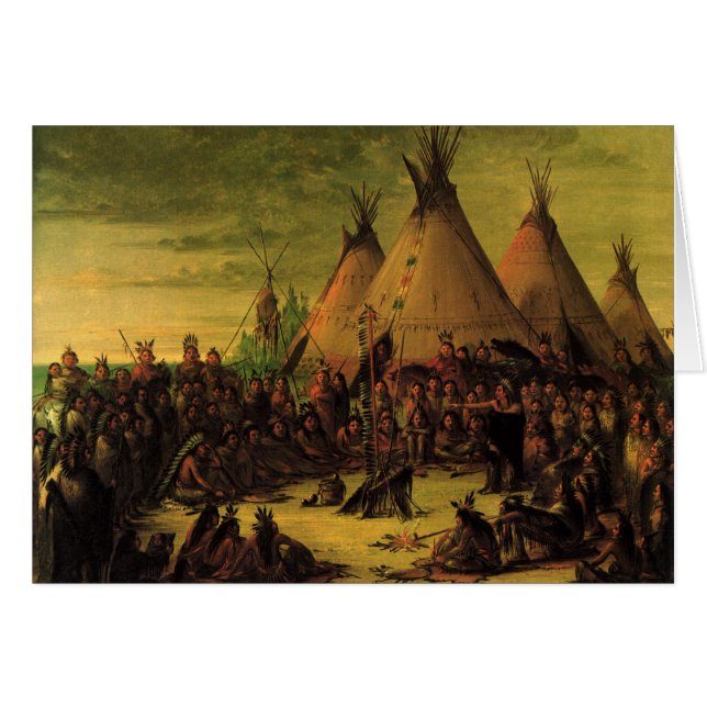 Indiens vintages, Sioux War Council par Catlin (Devant horizontal)