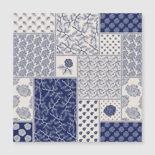 Indigo Bleu Beige Floral Patchwork