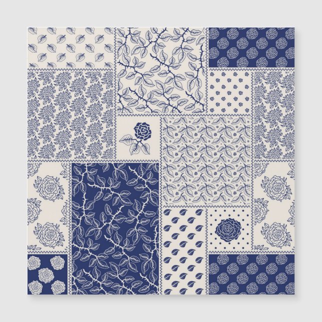 Indigo Bleu Beige Floral Patchwork (Devant)