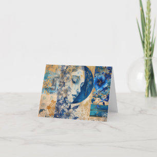 Indigo Blue Abstrait Art Collage carte de note bla