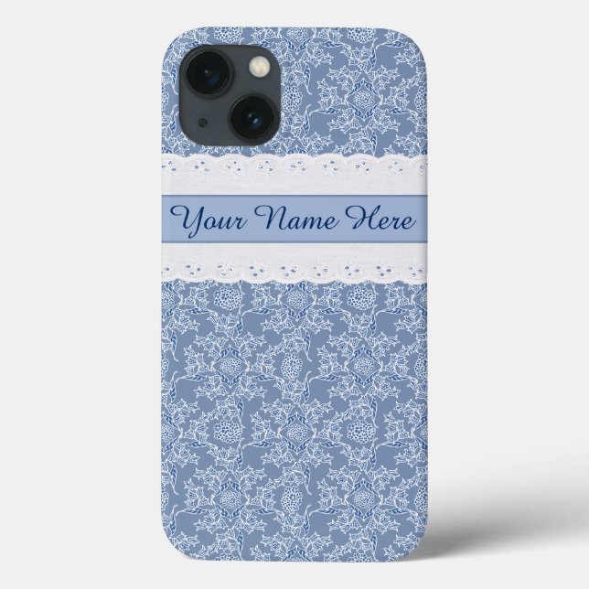 Indigo Blue Floral Faux Lace coque ipad (Verso)