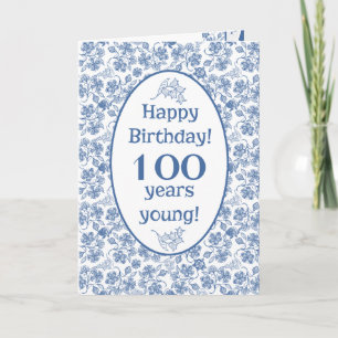 Indigo Blue sur la carte Floral Blanc 100e Anniver