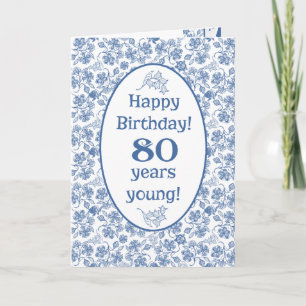 Indigo Blue sur la carte Floral Blanc 80e Annivers