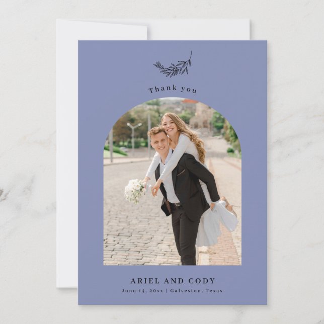 Indigo | Boho Arch Mariage Photo Carte de remercie (Devant)