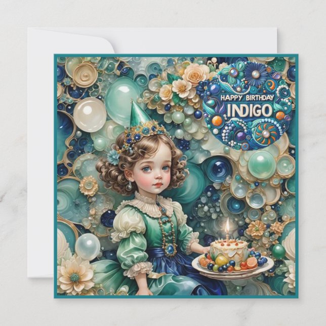 INDIGO ~ Carte d'anniversaire ~ Jeune fille ~ (Devant)