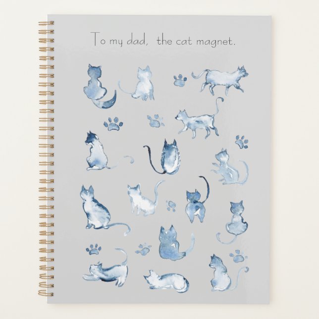 indigo chats aquarelle motif gris planificateurs (Devant)