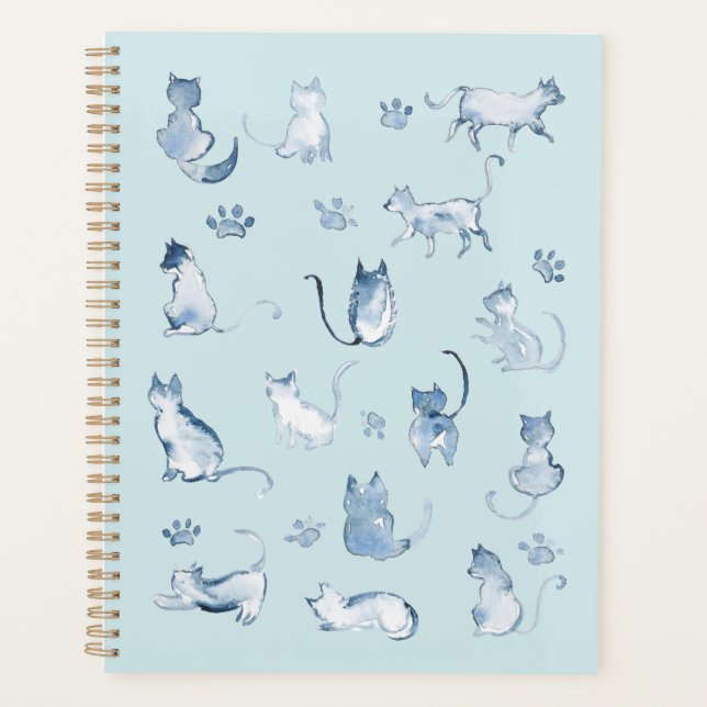 indigo chats aquarelle motifs planificateurs (Devant)